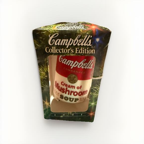 Campbell's Condensed Cream of Mushroom Soup 2001 Hanging Christmas Ornament 3.5" - Picture 1 of 3